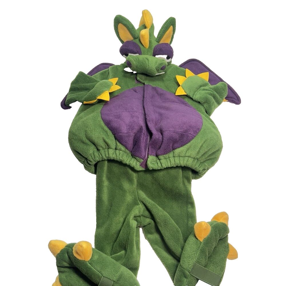 NWT Old Navy 2pc Hooded Dragon Costume Halloween Plush Green & Purple  6-12mth